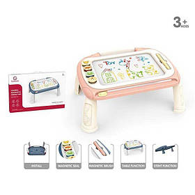 Дитяча магнітна дощечка столик для малювання зі штампами 20х45х35 см No brand Різнобарвний (2000002551171)