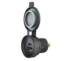 USB зарядка з вологозахистом IP67 порти QC 3.0+PD Type-C 20W