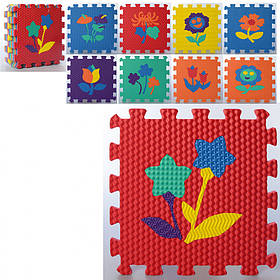 Дитячий килимок мозаїка Квіти з 9 елементів 32х32х0,9 см Bambi Різнобарвний (2000002169734)