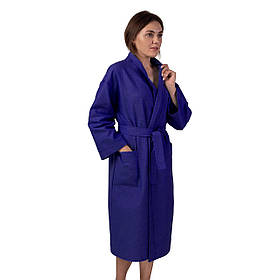 Жіночий вафельний халат 42-44 Luxyart Темно-синій (2000001638163)