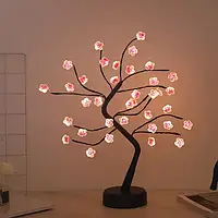 Светильник - ночник "Дерево розовой Сакуры черного цвета с LED подсветкой, настольная лампа для дома