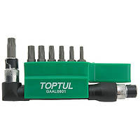 Комплект бит 1/4" T10H-T40H + Г-обр. переходник 8ед. Toptul (2000002574897)