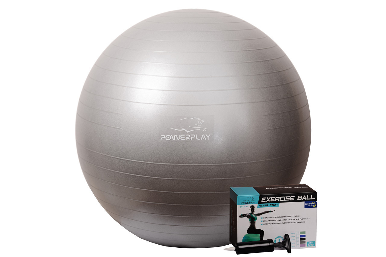 М'яч для фітнесу та гімнастики (PP-4001) 75х75 см PowerPlay Срібний (2000001562703)
