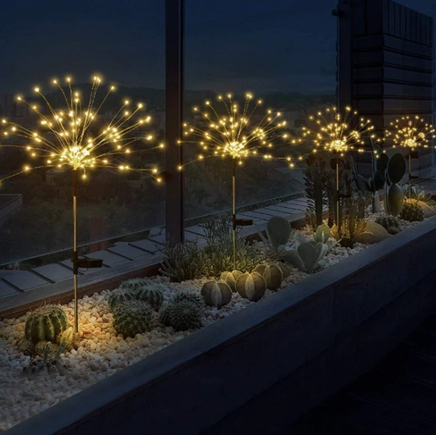 Ліхтар садовий "Феєрверк" 2шт, 150LED, на сонячній батареї, ShowTime / Газонний ліхтар від сонячної енергії