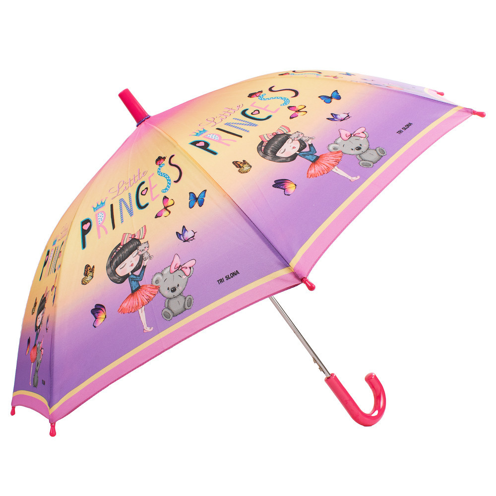 Дитяча парасолька-тростина автомат 80 см Три Слони Рожева (2000002077527)