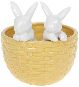 Декоративне кашпо "Кролики в кошику" 14х13,5х15,2 см Bona (2000002657859)