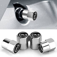 Захисні ковпачки на ніпель для Кіа Short Silver Kia New Logo, 4 шт.