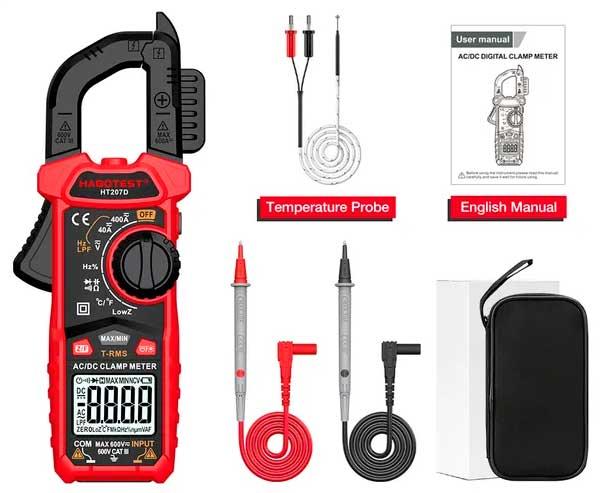 HABOTEST HT207D, струмові кліщі TrueRMS, AC/DC 400A, напруга AC / DC 600В, опір: 40 МОм, ємність: 100мФ,