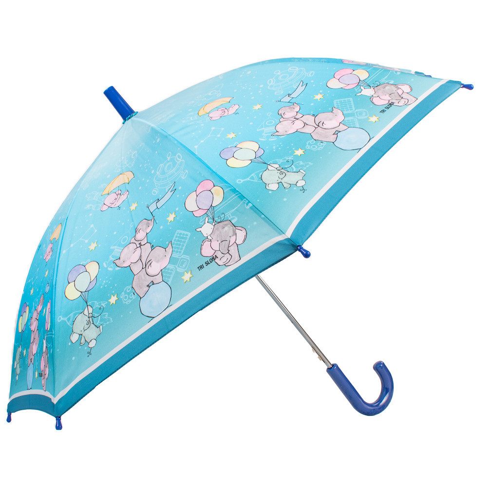 Дитяча парасолька-тростина автомат 80 см Три Слони Блакитна (2000002077497)