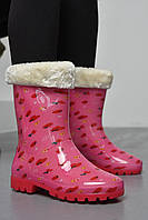 Сапоги резиновые для девочки розового цвета со сьемным утеплителем 168586M