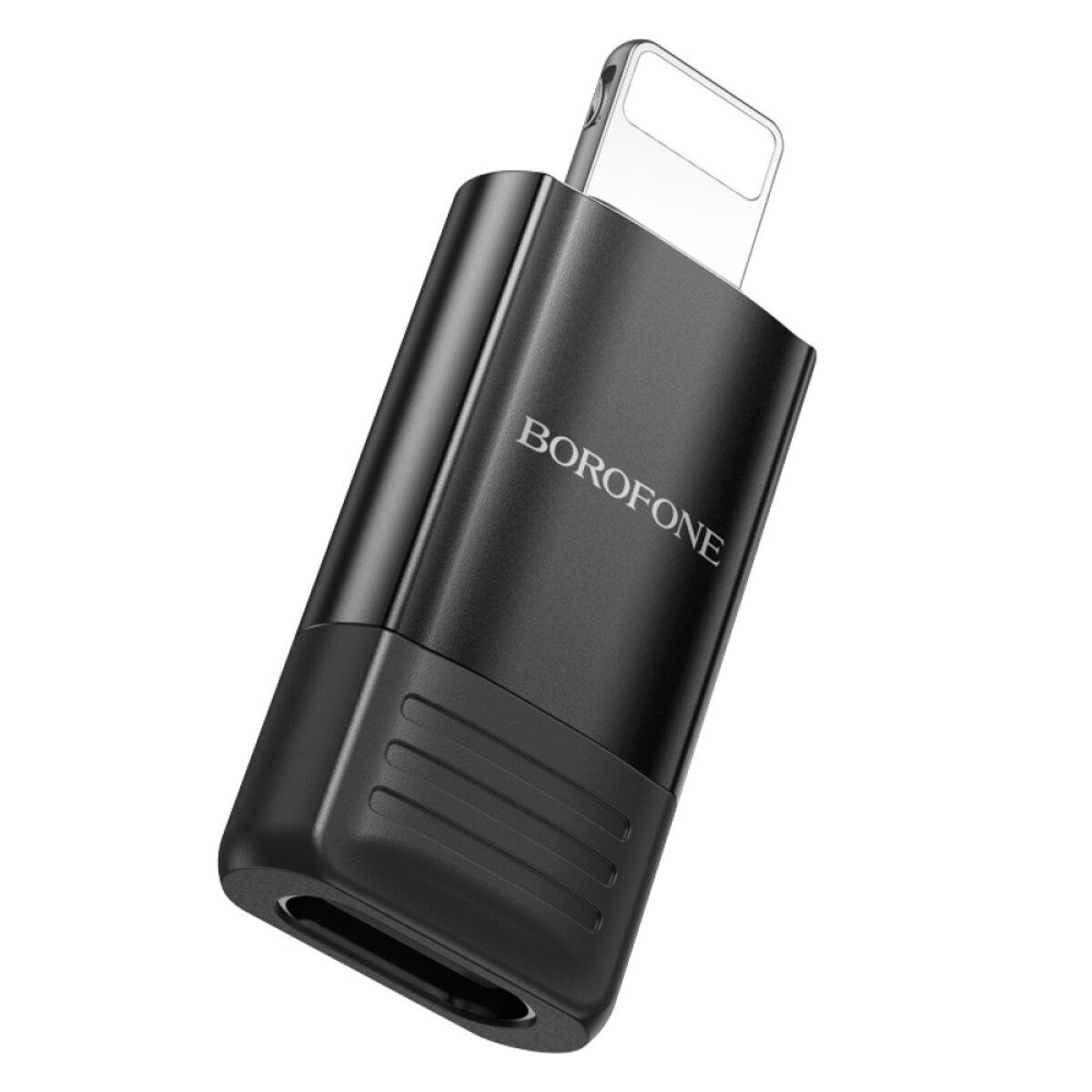 Адаптер BOROFONE BV18 iP male to Type-C female USB2.0 adapter Black