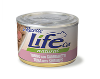 LifeCat консерва для кошек тунец с креветками, 150 г