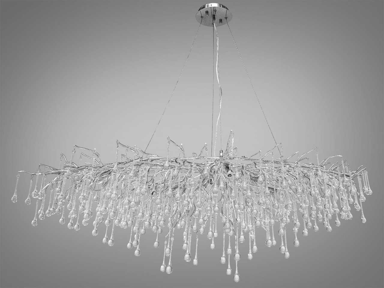Сучасна кришталева люстра на 15 ламп хром 616/1500x700HR