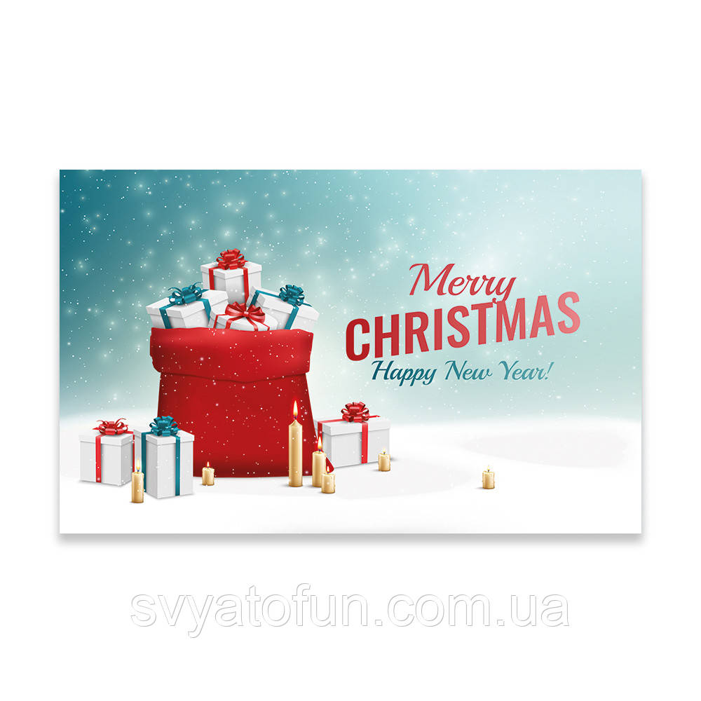 Плакат для свята "Merry Christmas" мішок з подарунками 75×120 см