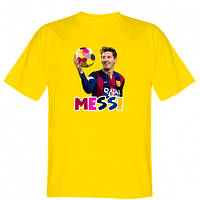 Мужская футболка Месси с мячом, полигональный портрет