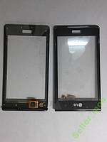 Сенсорное стекло LG P700, P705, L7 черное с рамкой.