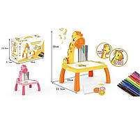 Проектор для малювання зі столиком "Жирафік" жовтий, підсвідчування, мелодія, 24 слайди, 12 фломастерів, 29х23,5х35 см (2200-4), фото 2