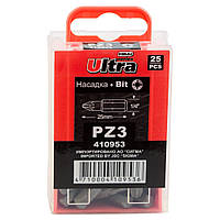 Набор бит для шуруповерта PZ3x25мм ¼ 25шт S2 (пласт. кейс) ULTRA 4010602