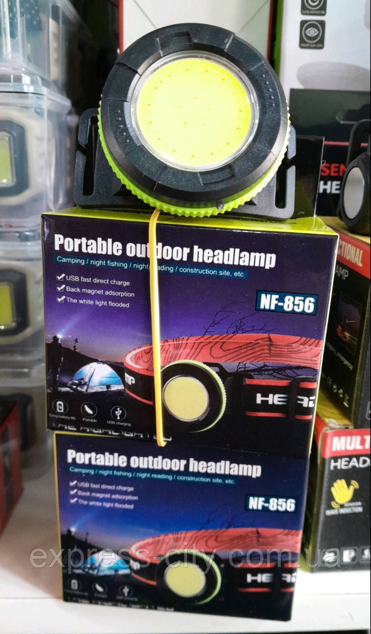 Ліхтар налобний NF856 з червоним світлом + магніт, фото 1