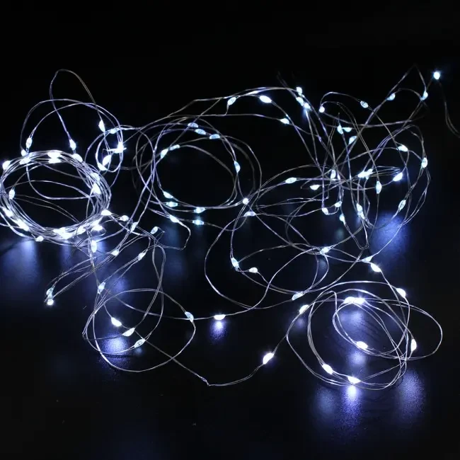 Xmas гірлянд 200 Led 20m (Copper) на мідному дроті (Крапля роси) W від батарейок +USB Холодний білий iC227, фото 1