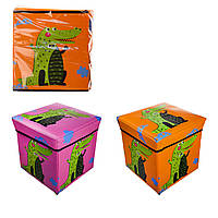 Корзина-сундук для игрушек CLR608 (30шт)2 цвета, с крышкой, в пакете 32*32*4 см, р-р игрушки 31*31*31 см