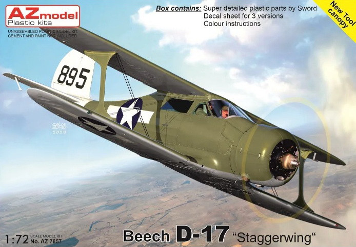 Пластикова модель 1/72 AZ model 7857 американський багатоцільовий літак Beech D-17 "Staggerwing"