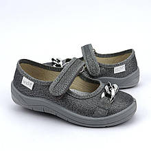 269-871 Сріблясті текстильні туфлі капці для дівчинки Тм Waldi