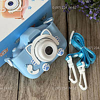 Детский фотоаппарат цифровой с силиконовым чехлом Children's fun Camera Steep голубой