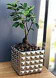 Горщечок-кашпо для квітів керамічний срібний маленький, фото 2