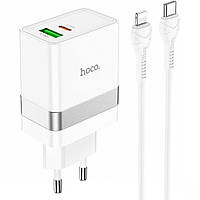 СЗУ и кабель Lightning Hoco - N21 Extension speed PD30W+QC3.0 White