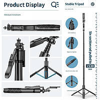 Монопод-штатив L16 з Bluetooth кнопкою та додатковим кріпленням для камери, LED-лампи,GoPro