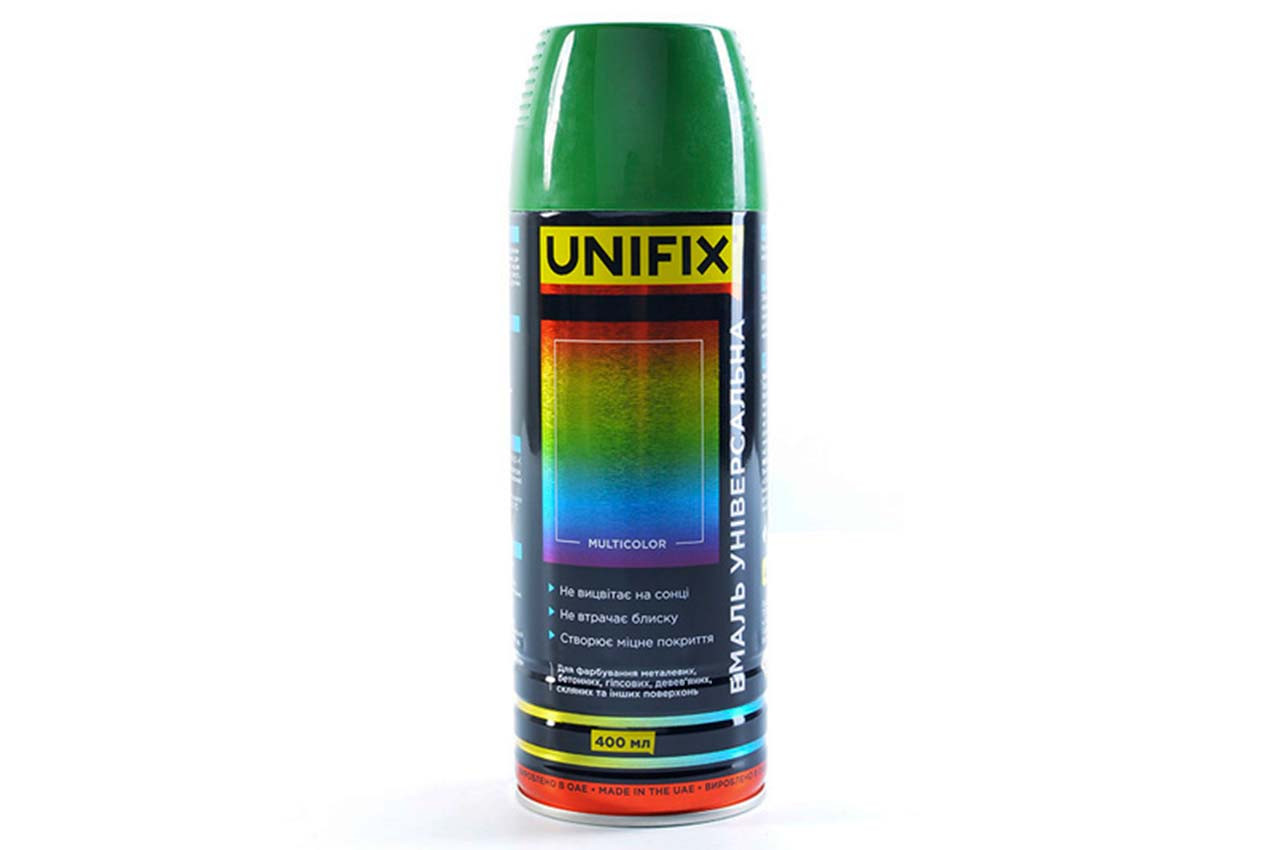 Эмаль универсальная Unifix - 400мл RAL 6002 зеленый лиственный - фото 1 - id-p2031610725