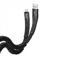 Кабель usb Hoco U78 Cotton treasure elastic Lightning Black