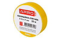 Лента изоляционная Apro - 17 x 0,14мм x 20м желтая 5 шт.