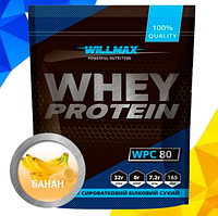 Сывороточный протеин Whey Protein 80% Willmax 920 г cо вкусом банана