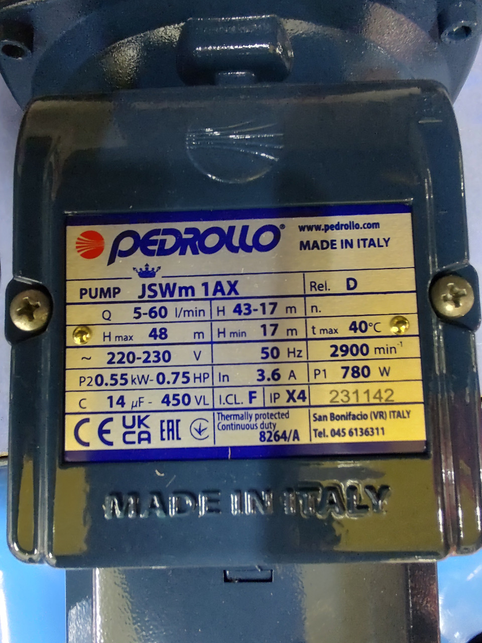 Самовсмоктувальний насос JSWm 1 AX MADE IN ITALY
