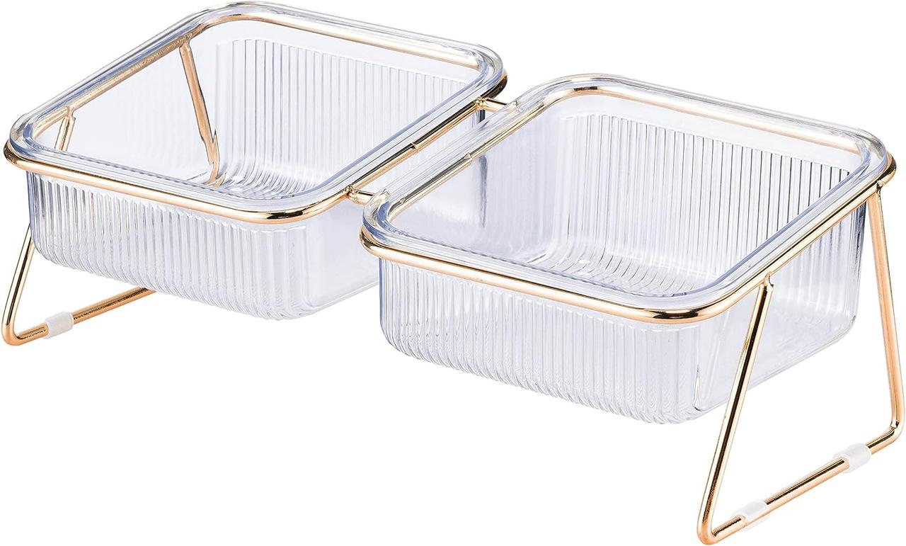 Миска для котів GOLD Square подвійна на підставці, 2 х 1000 мл