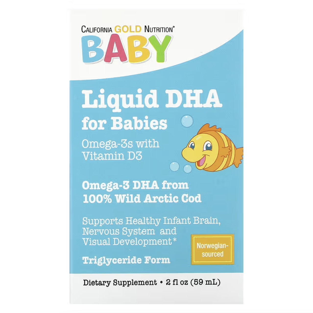 California Gold Nutrition, ДГК для дітей, омега-3 жирні кислоти з вітаміном D3, 1050 мг, 59 мл
