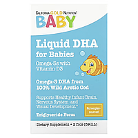 California Gold Nutrition, Baby s DHA, ДГК для детей, омега-3 с витамином D3, 1050 мг, 59 мл