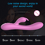 Подвійний вібратор кролик із підігрівом, кліторально вагінальний стимулятор G-Spot, інтимні іграшки, фото 4