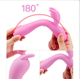 Подвійний вібратор кролик із підігрівом, кліторально вагінальний стимулятор G-Spot, інтимні іграшки, фото 5