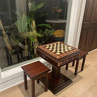 Шахматный стол "Battle for Kings" с двумя ящиками для хранения фигур и 2 табурета