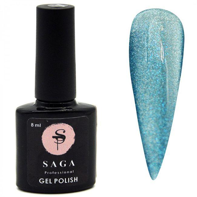 Гель-лак з ефектом котячого ока Saga Professional Cat Shine №8 бузково-рожевий із глітером, 9 мл, фото 1