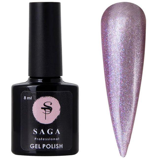 Гель-лак Saga Professional Cat Shine №3 рожево-бузковий із глітером, 8 мл, фото 1