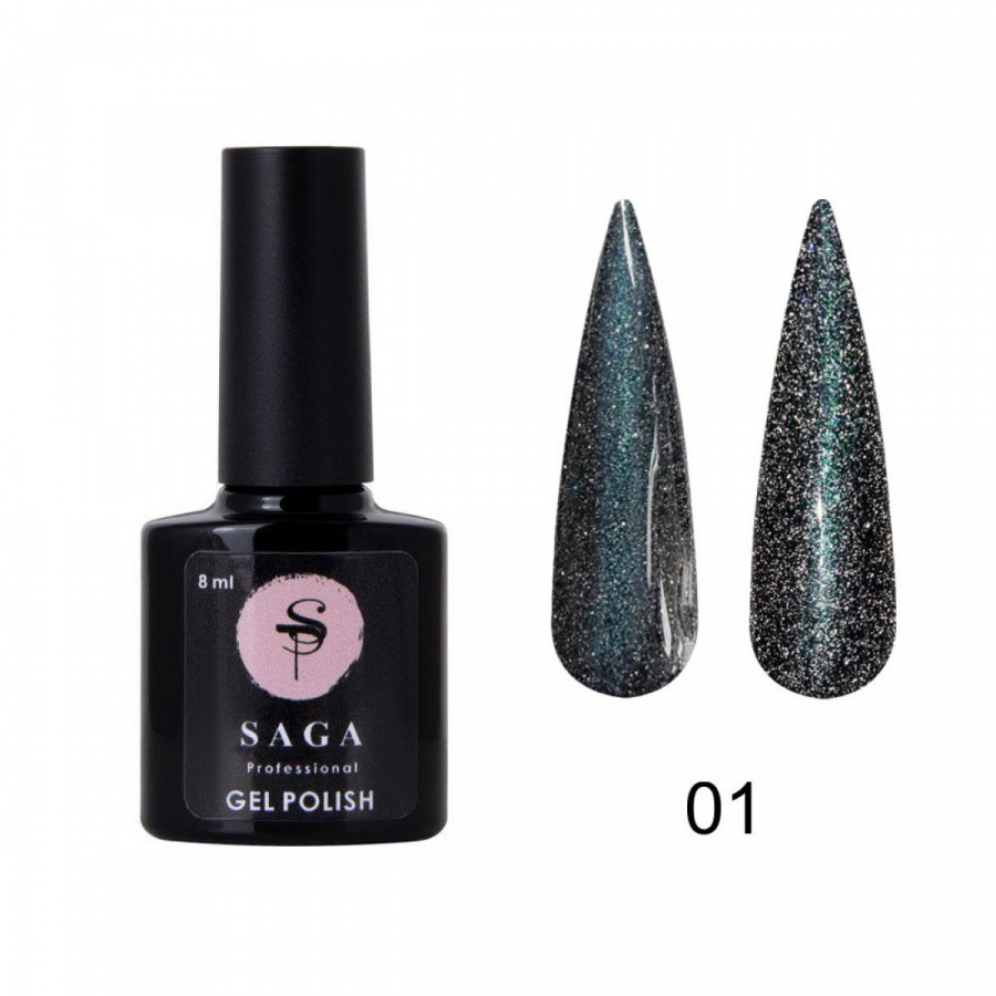Світловідбиваючий гель лак Saga Cat Chameleon №01 бірюзовий хамелеон, 8 мл, фото 1
