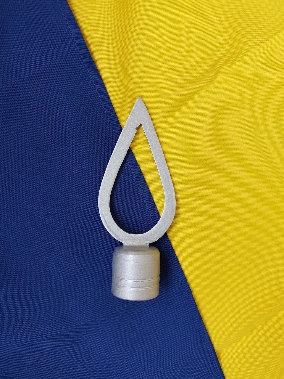 Срібна верхівка в формі каплі до прапора, навершня сталева, наконечник на флагшток для прапора 14х5 см, фото 1