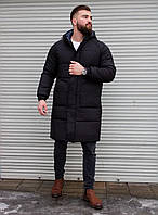 Пуховик мужской зимний длинный до -25°С Nova черный Парка мужская зимняя Куртка с капюшоном зима Топ качества