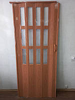 Двері гармошка розсувна зі склом Вишня №5, розмір 860х2030мм