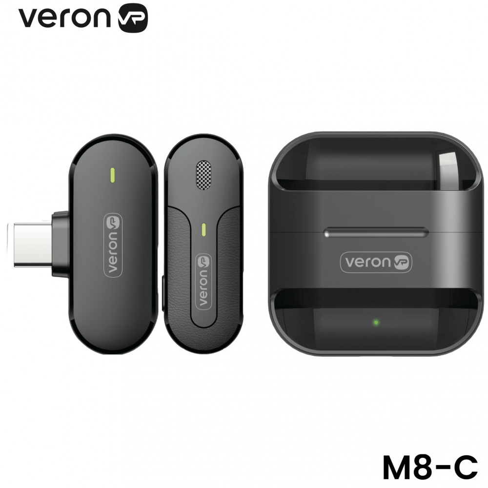 Беспроводной микрофон для телефона USB C Veron M8-C c кейсом зарядки - фото 1 - id-p2031667061