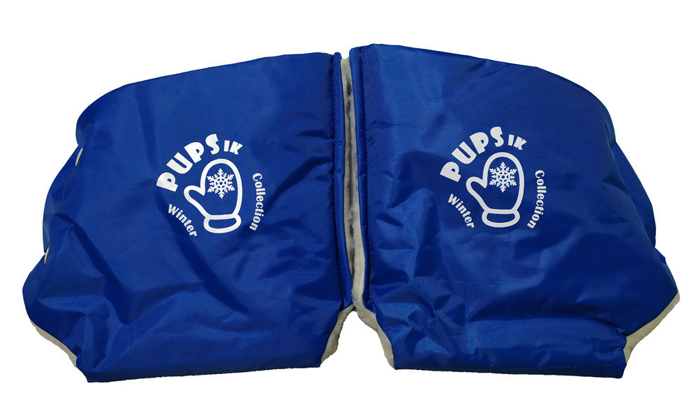 Рукавиці-муфта для санок та коляски на овчині "Pupsik" синій, фото 1